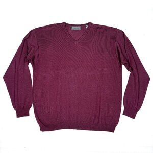 Brandini Burgundy 100% Merino Wool Made Italy V-Neck Pullover Sweater Mens XL
